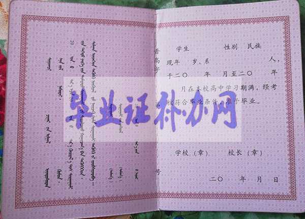 內蒙古高中畢業證樣本圖片