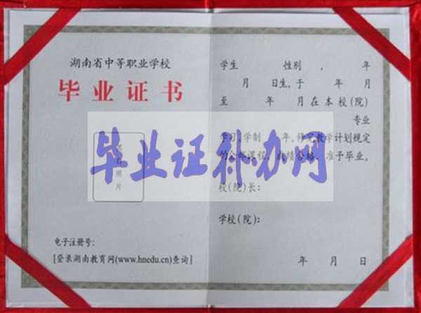 湖南省中專畢業證樣本/圖片/模板