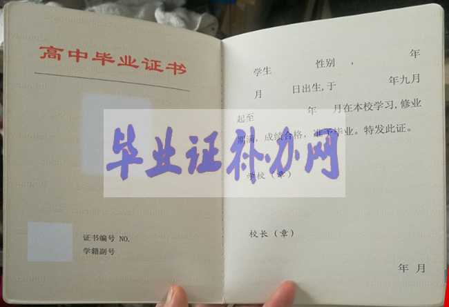 上海市高中畢業證樣本圖片