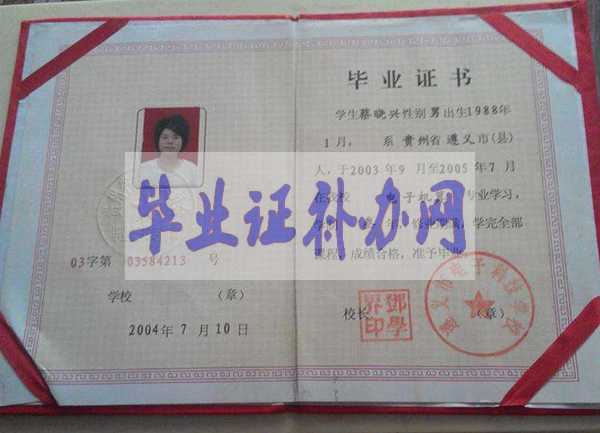 1994年貴州省中專畢業證樣本圖片