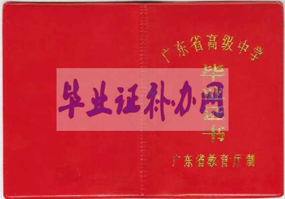 廣東省90年代高中畢業證樣本圖
